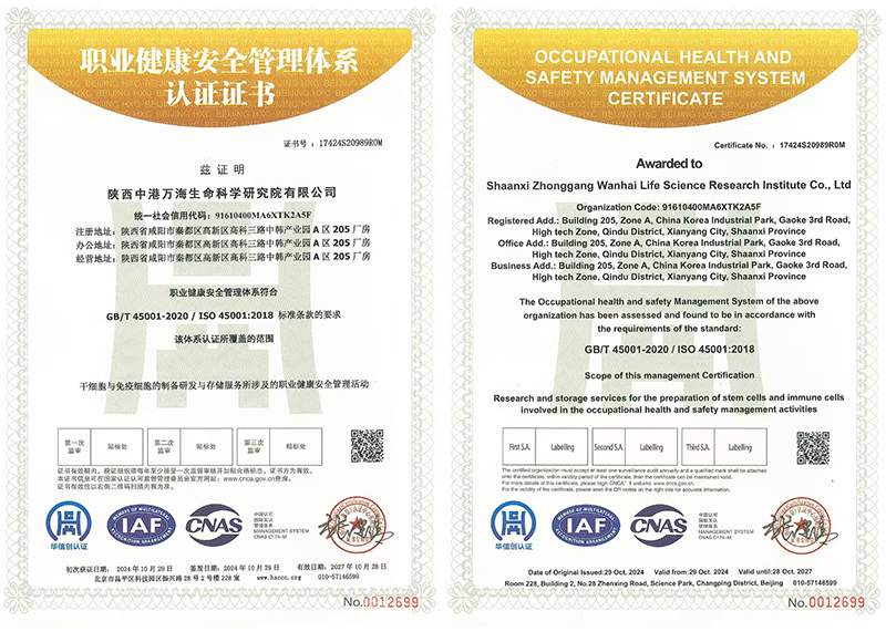 职业健康安全管理体系认证证书
